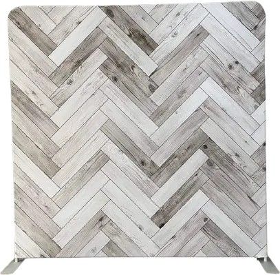 White Herringbone Wood photo booth backdrop