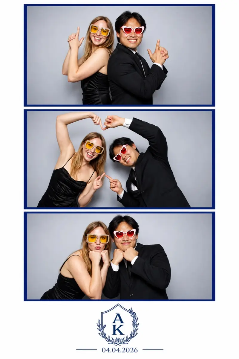 Photo booth strip with a classic white backdrop