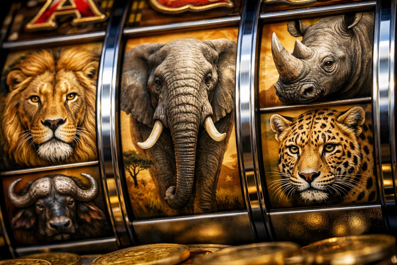 Big Five slot game characters, savanna adventure